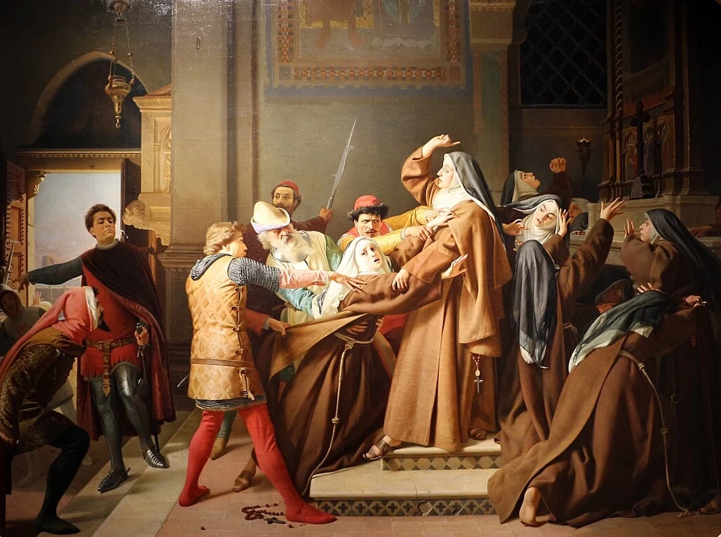 Piccarda Donati fatta rapire dal fratello Corso dal convento di santa Chiara, 1866
